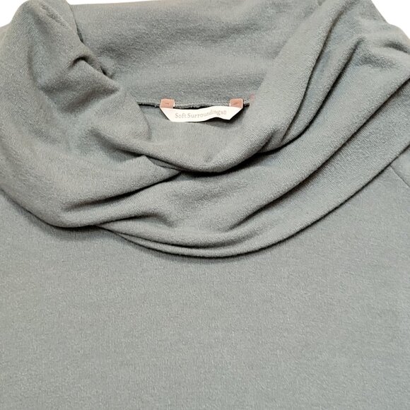 Soft Surroundings Green Cowl Neck Sweater Asymmetrical Hem Womens Size Small - Picture 2 of 8